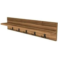 en.casa Wandgarderobe, »Hammarö« Flurgarderobe mit Ablage und 10 Kleiderhaken Walnuss