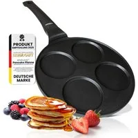 endusor Crêpepfanne Pancake Pfanne ⌀26cm (4 Mulden), Aluminiumguss (Alle Herdarten inkl. Induktion, Ø 26cm Bratpfanne), modernster Antihaft-Beschichtung & Eisenkernboden für Pancakes & Mehr