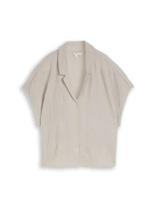 Denim Tom Tailor - Seersucker Resort Hemdbluse cloud grey - Gr. - XS