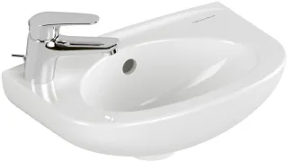 Villeroy & Boch Handwaschbecken Newo 400x250mm Oval, 1 Hahnloch links mit Überlauf Weiss Alpin 43944L01