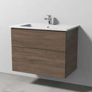 Sanipa 3way Keramik-Set Venticello Keramik-Waschtisch und Unterbau mit 2 Auszügen, Eiche-Arizona SM32380