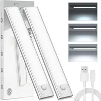 Athlix LED Unterbauleuchte LED Unterbauleuchte LED Unterbauleuchte kabellos, wiederaufladbar, LED fest integriert, USB wiederaufladbar, 3 Farbtemperaturen, Nachterkennung