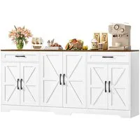 HOMECHO Sideboard, 180 cm breit Küchenschrank mit Arbeitsplatte, 6 Türen und 2 Schubladen