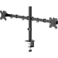 Hama Monitor-Halterung Doppelmonitorhalterung höhenverstellbar für 13-35 Zoll, (bis 35 Zoll, 2 Monitore, 360° Rotation, VESA, Kabelmanagement, ausziehbar)