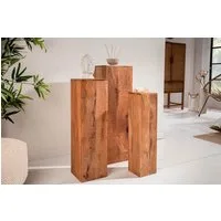 riess-ambiente Beistelltisch MAKASSAR 80cm natur - Mangoholz, Massiv, honey finish, Handarbeit (Set, 3-St., 3x Dekosäule), Dreier-Set Säulen - ideal für Wohn- und Schlafzimmer als Ablage