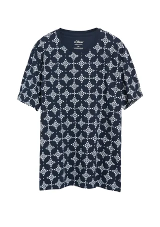 s.Oliver - T-Shirt blau/creme - Gr. - 3XL