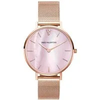 Paul Valentine Quarzuhr ROSE GOLD PINK SEASHELL MESH