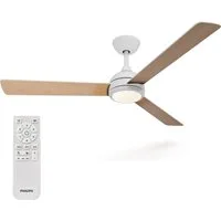 Philips LED Deckenleuchte Civx 24W, Ventilator 32W, drehbare Blätter, ⌀132cm schwarz-dunkelbraun, CCT - über Fernbedienung, Dimmer, Dimmfunktion, Ein-/Ausschalter, Farbsteuerung, Fernbedienung, Infrarot inkl., Memoryfunktion, Ventilatorfunktion, dimm