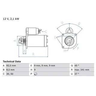 Bosch Anlasser 2,1 kW Alfa Fiat Lancia Suzuki