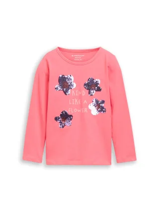 tom tailor kids - Langarmshirt mit Wendepailletten pink dream - Gr. - 98