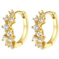Hey Happiness Paar Creolen Zirkonia Ohrringe, 18K Vergoldetes Silber, Kleine Silber 925er Ohrringe Damen Kristalle, Brautschmuck