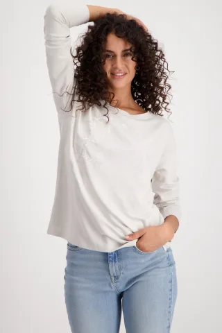 monari - Shirt mit Print und Pailletten stone - Gr. - 46