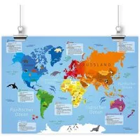 nikima Poster Kinder Lernposter Weltkarte - Größe: A3 - 420 x 297 mm, Weltkarte, in 3 Größen