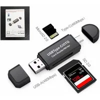 ibettertec SD Kartenleser 4-in-1 mit USB-C und USB-A, OTG Kartenleser für SD Speicherkarte (MicroSD, TF, SDHC, kompatibel mit Smartphone, Tablet, Laptop und PC)