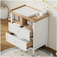 HAUSS SPOLE Wickelkommode mit abnehmbarem Wickelaufsatz,Baby-Wickeltisch Kommode mit Schubladen, Ergonomisches Design