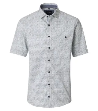 CASAMODA - Casual Fit: Freizeithemd mit Kurzarm blau/gelb/silver - Gr. - XXL