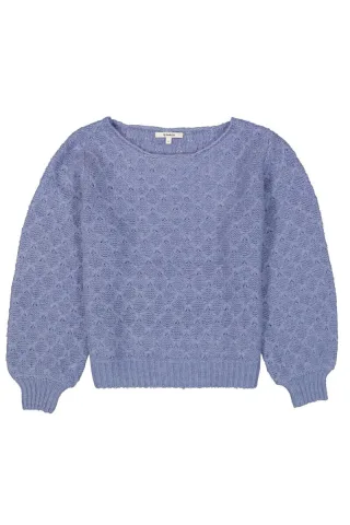 Garcia - Pullover mit Ballonärmel blau - Gr. - L