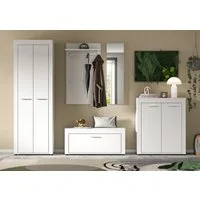 OTTO home Garderoben-Set AOSTA, Breite 285cm, 5-teilige Garderobenkombination, (Set, 5-St., bestehend aus: Garderobenschrank, Sitzbank, Paneel, Spiegel & Kommode), Flurkombination, Kombination, Garderobe, Dielen-Set, Garderobenmöbel