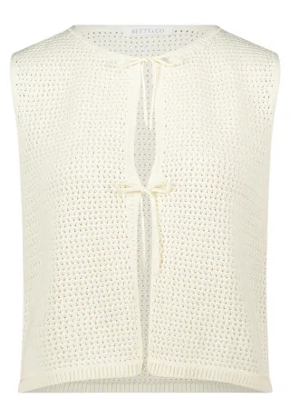 Betty & Co - Strickweste mit Lochmuster weiß - Gr. - 40