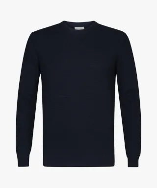 Profuomo - Marineblauer Rundhalspullover Navy - Gr. - M
