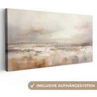 OneMillionCanvasses® Leinwandbild Panorama Kunst - Industriell - Grau - Braun - Abstrakt, Fotodruck (1 St), Schlafzimmer Deko Aesthetic, Bilder über Bett, 40x20 cm