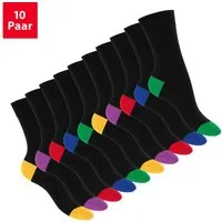 Footstar Basicsocken Damen & Herren Baumwollsocken abgesetzte Ferse/Spitze (10 Paar)