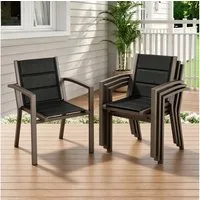 HOMALL Gartenstuhl Stapelbare Aluminiumstühle Outdoor Stühle 2/4/6er Set, Bis 160kg (Gewicht ca. 3,5 kg, erhältlich in drei Farben, geeignet für Camping, Pool, Grillszenarien (ohne Tisch), 4 St)