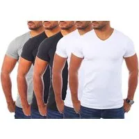 Young & Rich T-Shirt Herren Uni Basic V-neck V-Ausschnitt Unterziehshirt 1700 V-Ausschnitt unifarben kurzarm slim fit