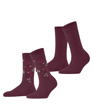 ESPRIT socks & tights - Esprit Flower Rib 2-Pack Damen shadow red - Gr. - 40.5