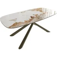 DELIFE Couchtisch Edge, Boot 100x50 cm Keramik Minas Melange Sarity Metall Effektfinish Titan