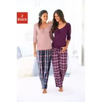 Vivance Dreams by Lascana Pyjama (Packung, 4 tlg., 2 Stück) mit karierter Hose