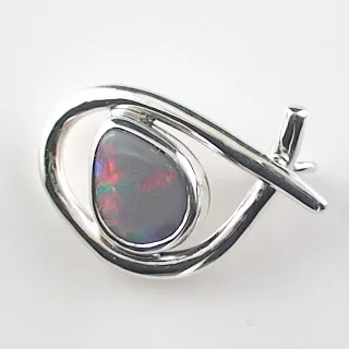 935 Silber Anhänger mit 1,48 ct. Semi Black Opal – Eleganter Opalanhänger mit Semi Black Opal aus Lightning Ridge