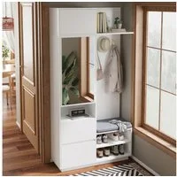 STILVORA Garderoben-Set mit Kleiderhaken,Highboard Aufbewahrungsschrank mit Flurgarderobe