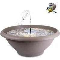 matches21 HOME & HOBBY Wasserspiel XXL 60cm Outdoor Solar Brunnen Set taupe, (2 tlg), Große Brunnen-Schale mit Wasserfontäne Garten-Brunnen Wasserspiel