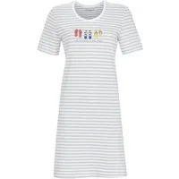 Ringella Nachthemd - Sleepshirt im Ringeldessin mit Frontdruck 100% Baumwolle