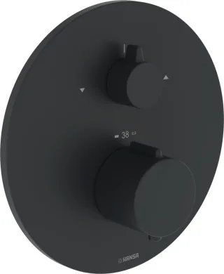 Hansa FM-Set f. zwei Abgänge HANSAEASYTHERM, 8862 Rosette rund Matt-Schwarz, 8862924533 8862924533