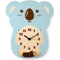 Hama Uhr Kinderwanduhr Koala Holz Wanduhr Kinder Mint (Kinderuhr Quarz Uhr Kinderzimmer Analog Pastell Quarzuhr)