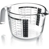 Arendo Messbecher 1 l Glas Messkrug, Borosilikatglas, Mikrowellengeeignet, Rührschüssel, Glas, präzise Skala, hitzebeständig, Mikrowellen geeignet, 1000 ml