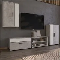Vicco Wohnwand Berno, Beton/Weiß, 2 Teile, (2-St)