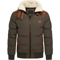 OneRedox Winterjacke ORVARDO Herren warme Pufferjacke mit Kunstfellkragen Steppjacke