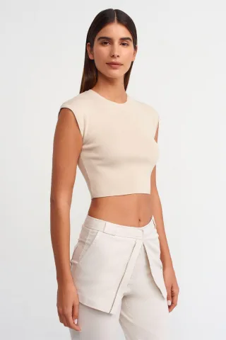 Damen ärmelloses geripptes Crop-Top-T-Shirt