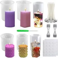 LuxusKollektion Silikonform 6Pcs Silikon DIY Kerzenform Kit 3D Gießformen & Kerzendocht Set