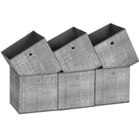 SONGMICS Aufbewahrungsbox Aufbewahrungsboxen, stoff, Ordnungsboxen, Organizer (Aufbewahrung, für Würfelregal, mit Griff), 6er Set, Faltbox, 30x30x30 cm, grau