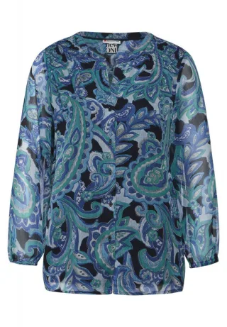 Street One - Print Chiffonbluse blau - Gr. - 36