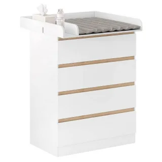 Woltu Wickelkommode, Weiß, Holzwerkstoff, 4 Schubladen, Rechteckig,Rechteckig, 80x100.5x47.8 cm, Babymöbel, Wickelkommoden & Zubehör, Wickelkommoden