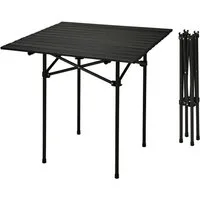 Spetebo Campingtisch Klapptisch schwarz mit Tragetasche - mit einrollbarer Tischplatte (Anzahl, 1-St., Stück), platzsparend verstaubar