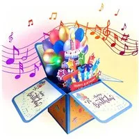 MOPUEA Geburtstagskarte Geburtstagskarte 3D-Pop-Up-Feuerwerk Kuchen variable Lichter und Musik, Verstellbar ergonomisch atmungsaktiv stabil für kleine bis große Hunde