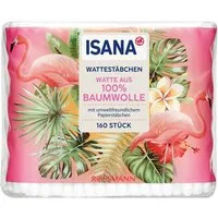 ISANA Wattestäbchen, 160-St., 100% Baumwolle