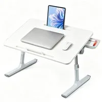 OSTWOLKE Laptoptisch Betttisch Klappbar mit Schublade höhenverstellbar Tisch 60x40cm, Laptoptisch mit Laptop-Stopper, für Sofa, Couch, Bett oder Tisch