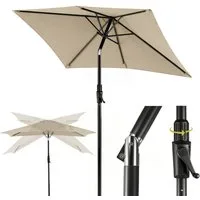 Sekey Sonnenschirm Rechteckig Marktschirm Neigbar mit Kurbel Sonnenschirm Groß, LxB: 210x140 cm, Sonnenschirm 200 x 140 cm, Gartenschirm Outdoor Wetterfest, Knickbar